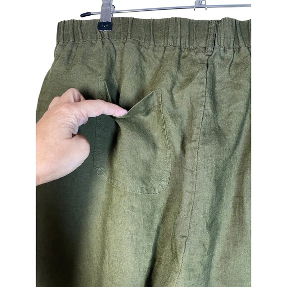 Quince 100% European Linen Pants Martini Olive Size LG Women's Green Wide Leg - Picture 4 of 13